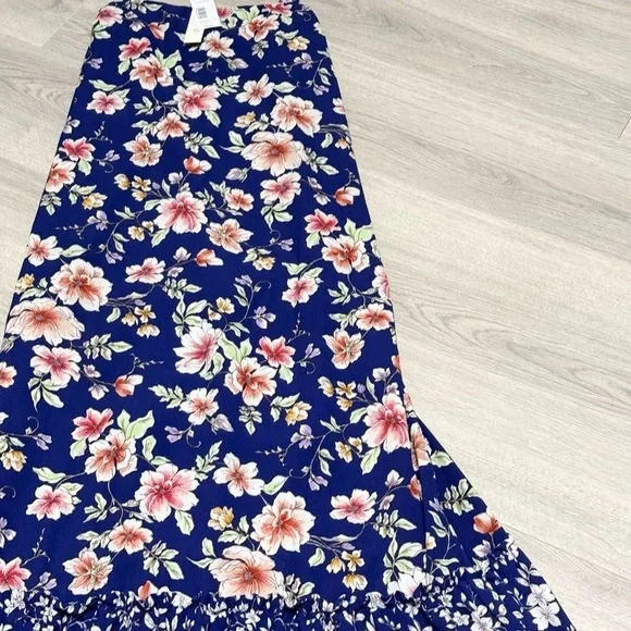 Studio B Summer Dress Blue Long Floral NWT XL - Picture 10 of 13